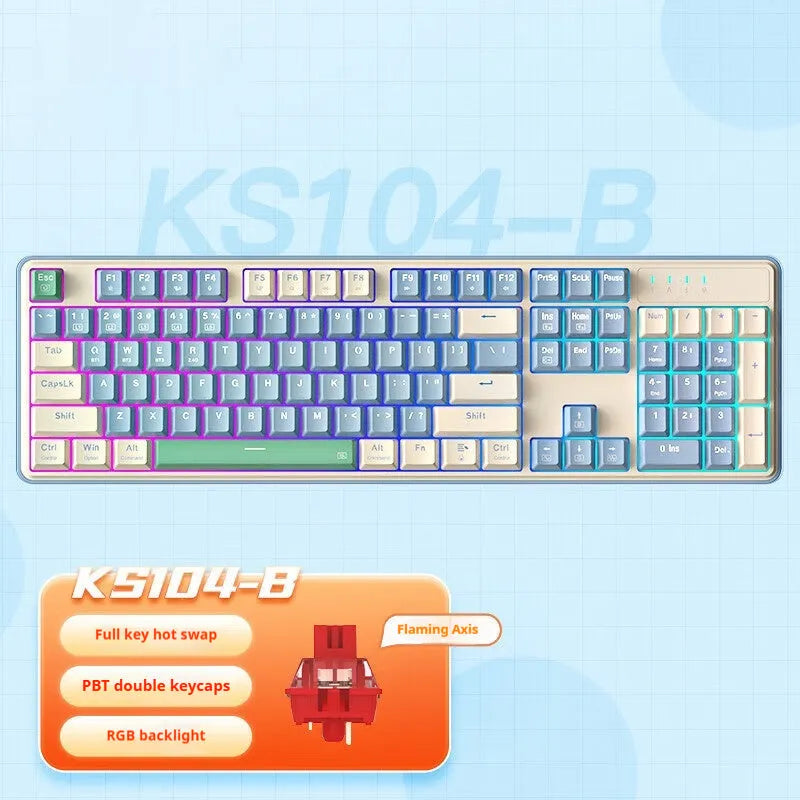 Red Dragon three-mode mechanical keyboard with 104 keys in multiple colour and switch options