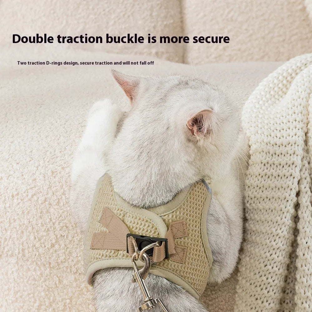 Waffle cloth dog harness in brown colour with adjustable chest straps