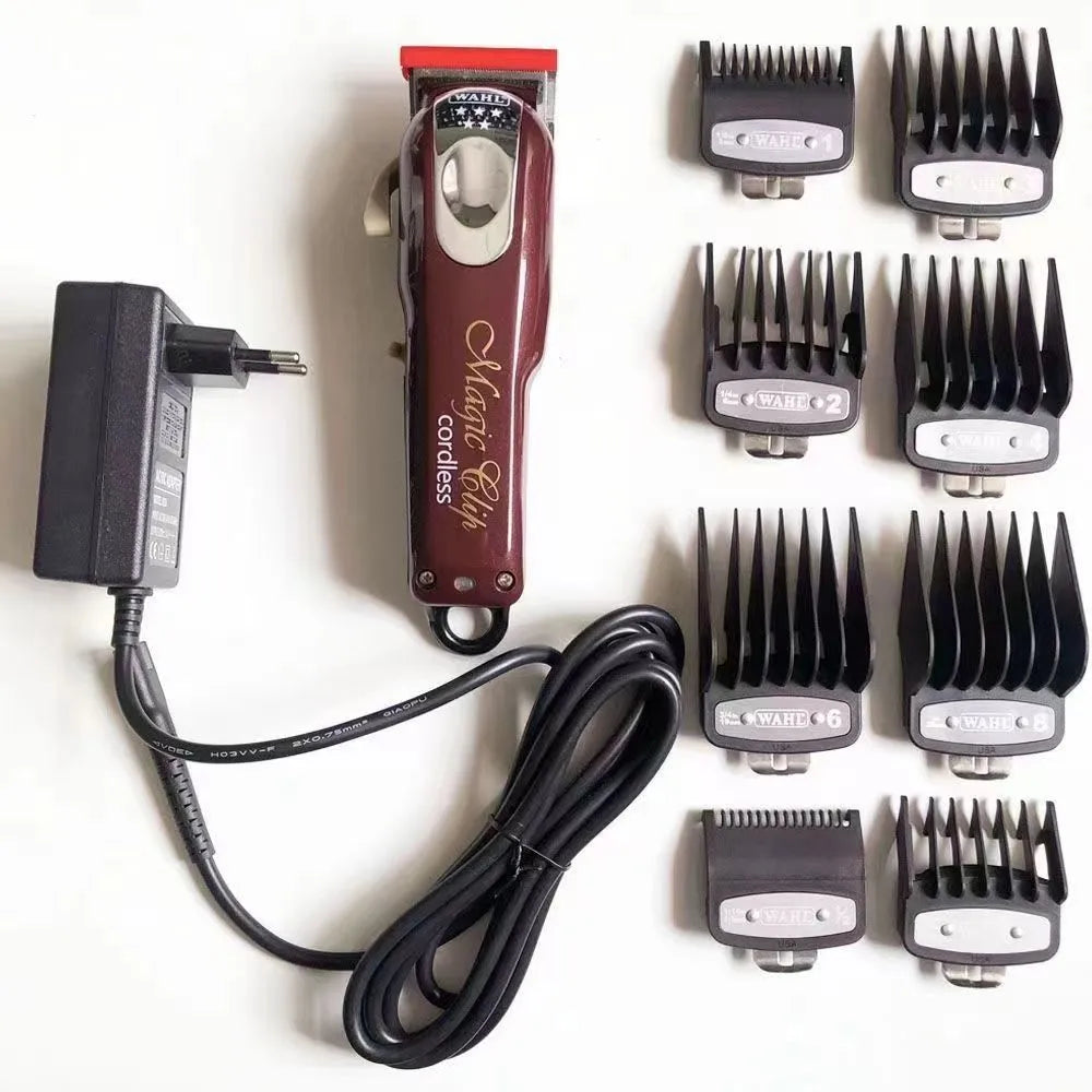 Charging hair clipper set with European, American and British plug adapters