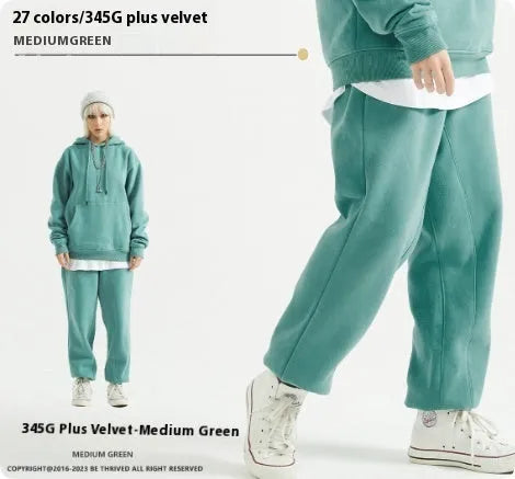 Men's solid colour cotton velvet sweatpants with ankle bands in multiple colour options