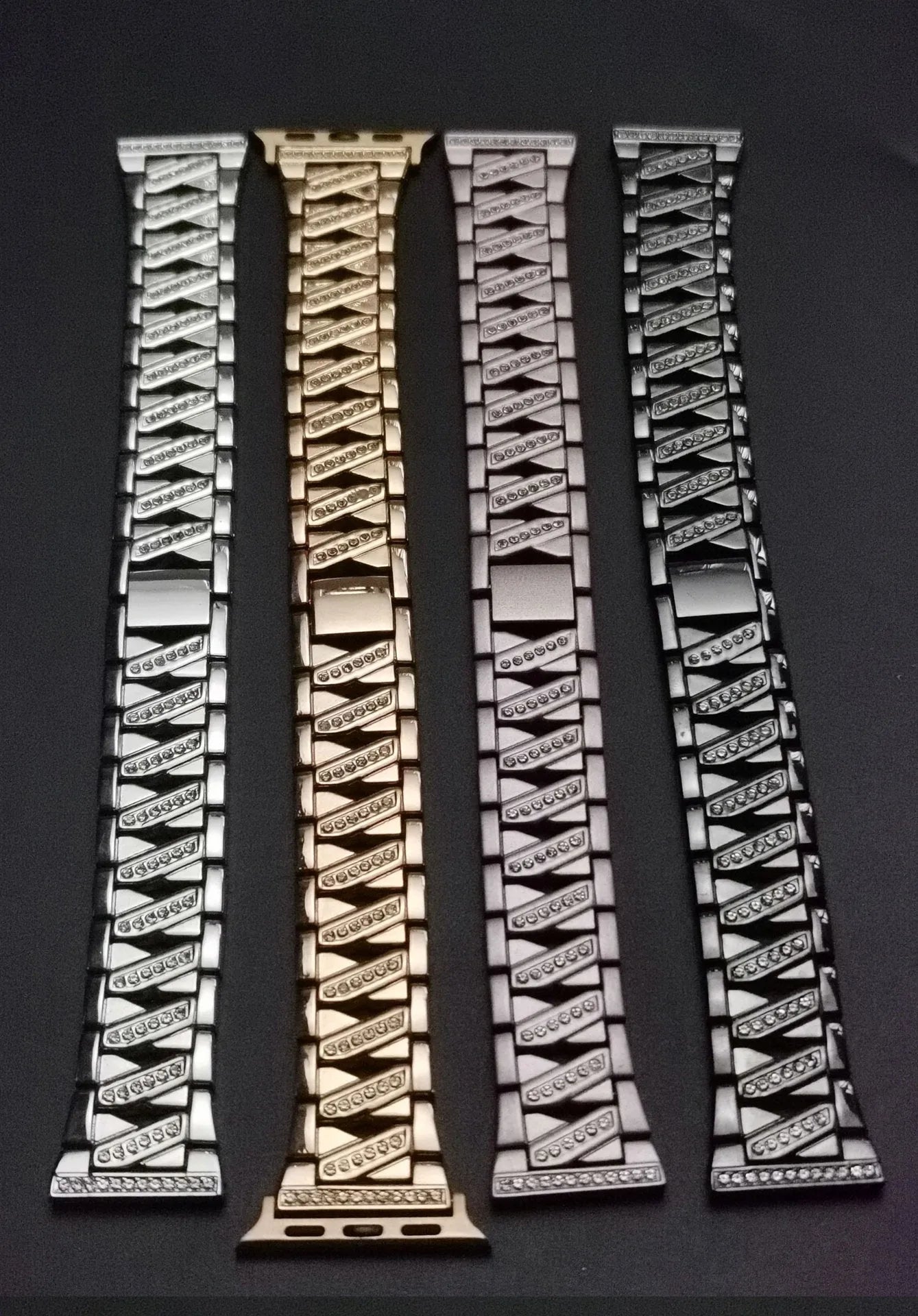 Stainless steel metal diamond watch band for Apple Watch 38mm 42mm in silver colour