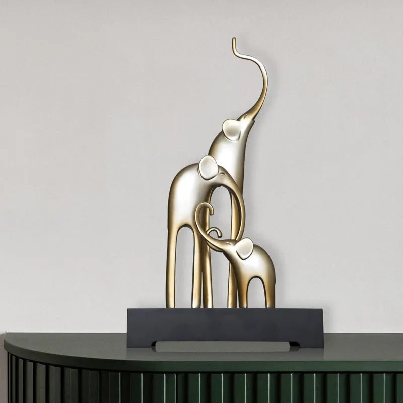 Elephant decorative statue in resin with European style, available in four colour finishes