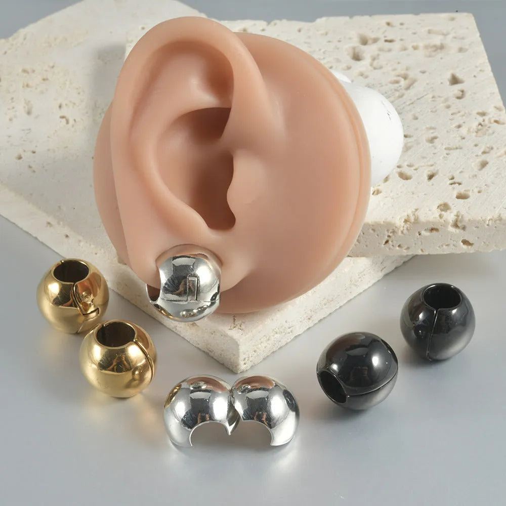 Stainless steel hollow skull Buddha earrings with geometric designs in four electroplated colour finishes