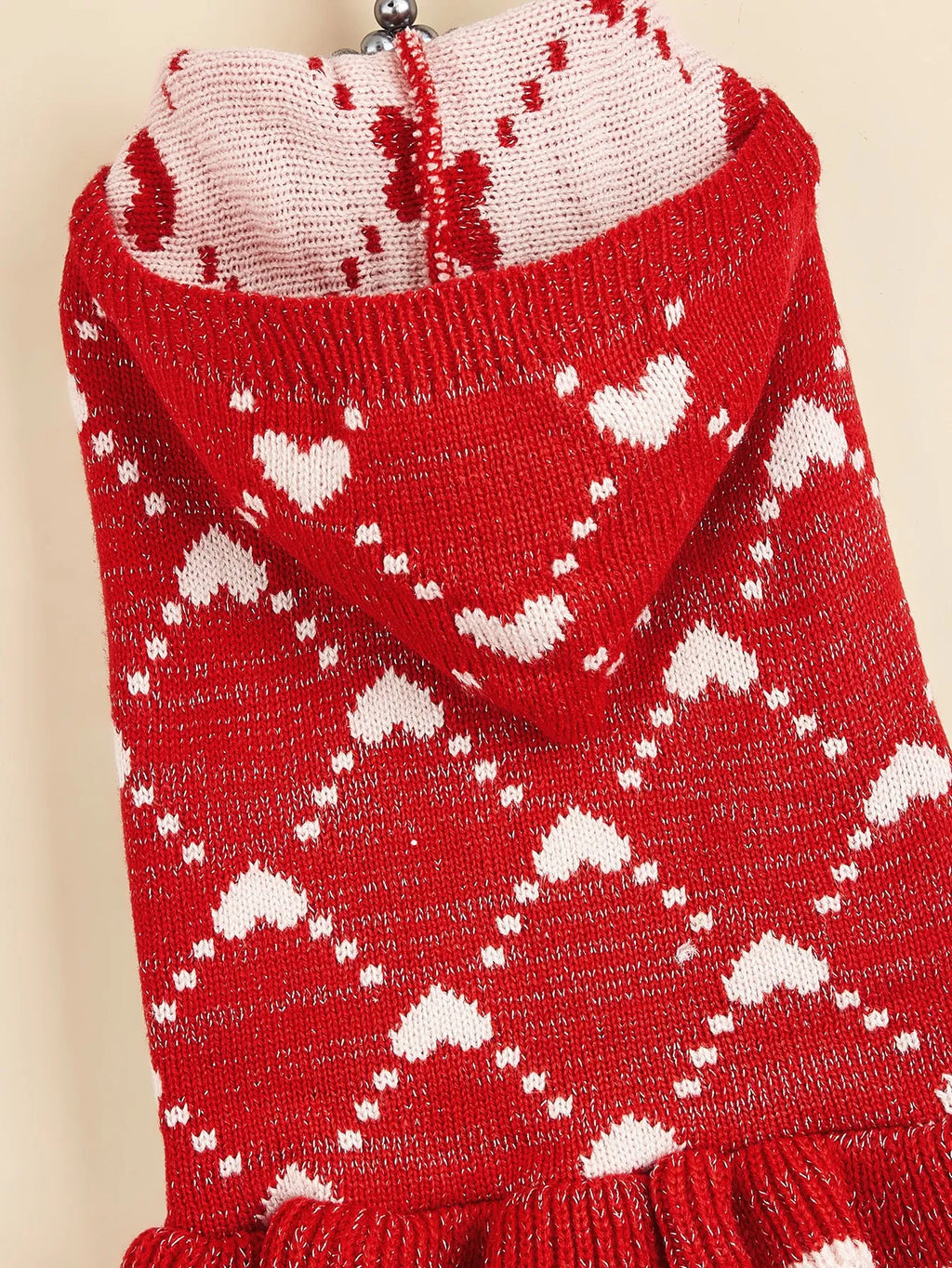 Small Dog Sweater Hoodies Dress Winter Knit Cute Clothing Heart Puppy Clothes with Four Colour Options and Four Sizes Including XS for Tiny Breeds