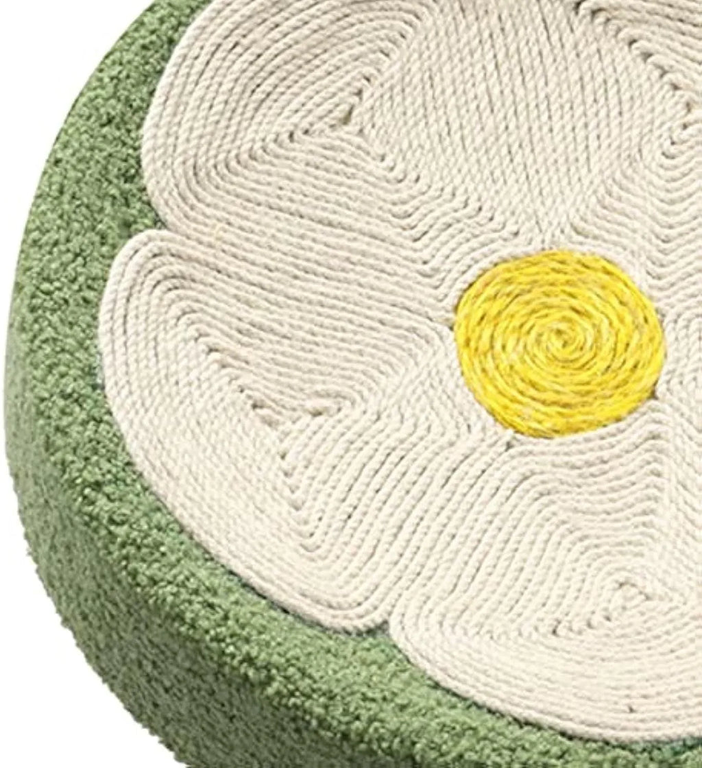Round green sisal cat scratcher bowl lounge bed with 39cm diameter for scratching and sleeping