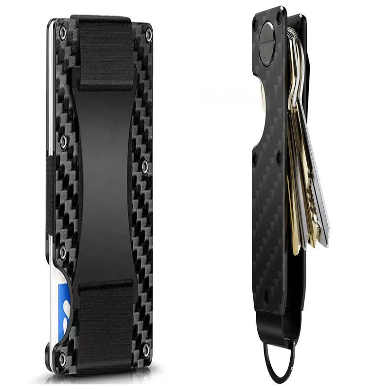 Metal card bag wallet with RFID anti-theft blocking, solid colour, frosted finish, unisex coin and card holder
