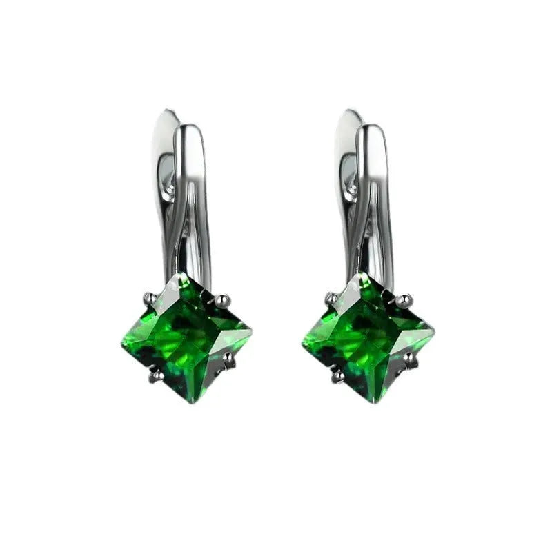 Women's copper earrings with diamond design pattern in blue, green and plain colour options