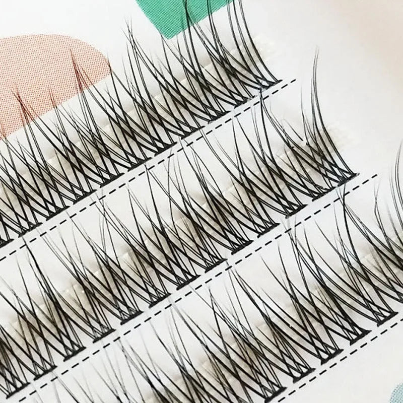 V-shaped fairy fishtail false eyelashes showing thick segment design with five size options