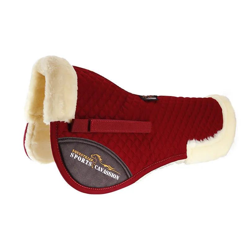 Riding saddle pad for equestrian and cycling with wool construction in multiple colour options
