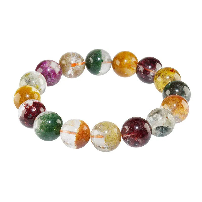 Natural four seasons colourful ghost cornucopia crystal bracelet with 10mm retro ethnic beads