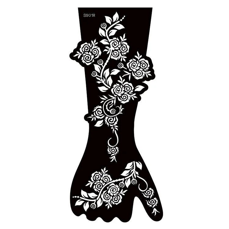 Geometric hollow template tattoo stickers showing intricate cut-out patterns for tattoo stencil applications