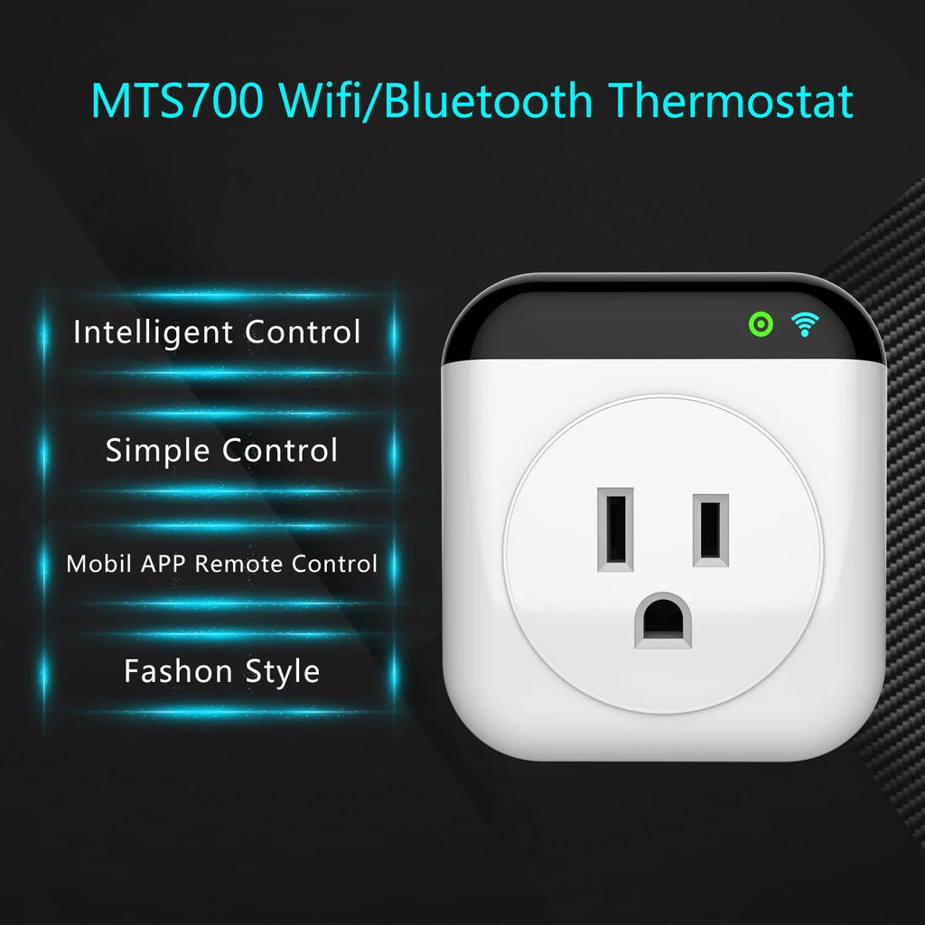 White Tuya smart temperature control socket with US plug and temperature sensor probe