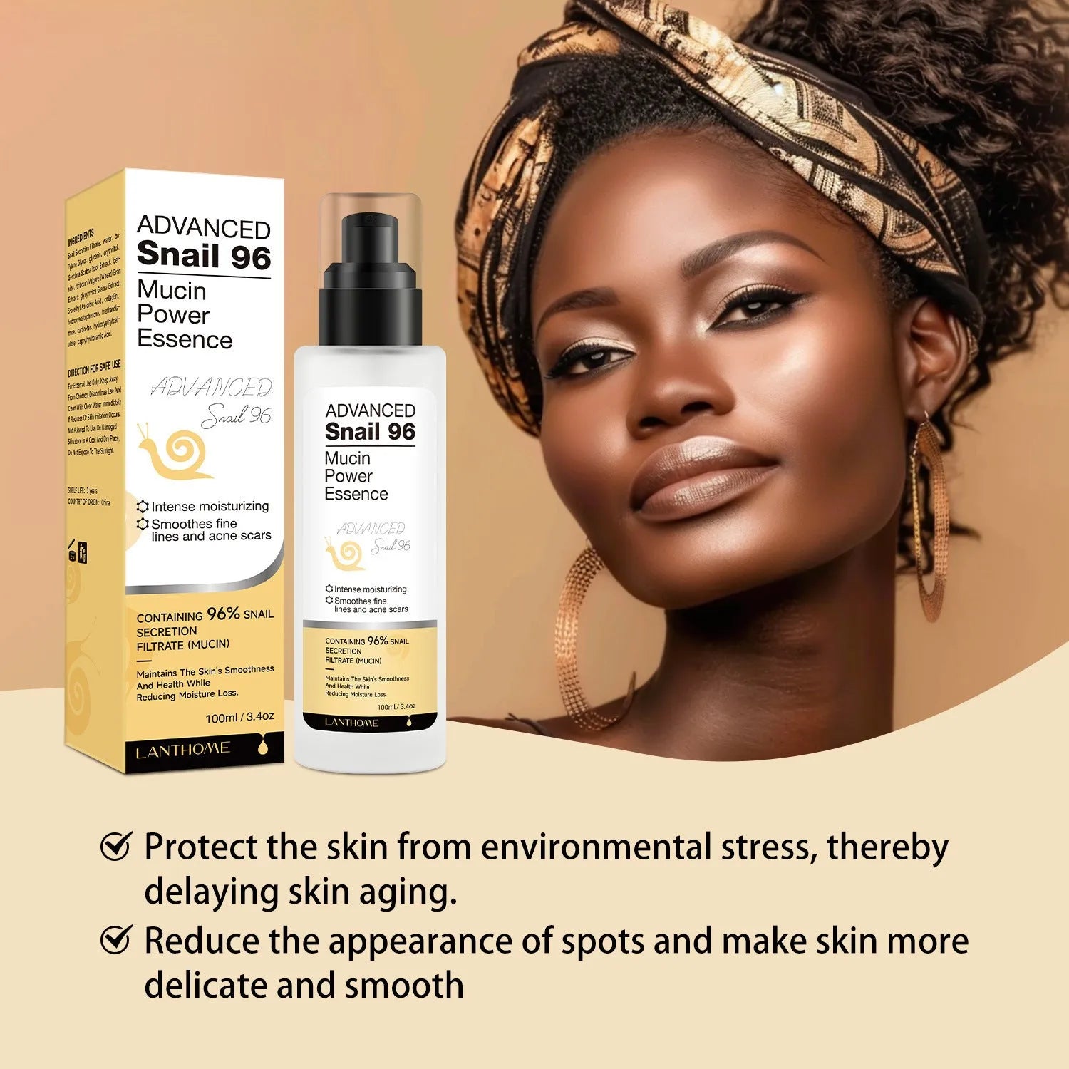 Snail Snail Serum moisturising facial essence liquid in 100ml container for universal skin types