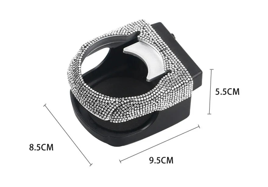 Diamond-encrusted car ashtray bracket cup holder for air vent mounting