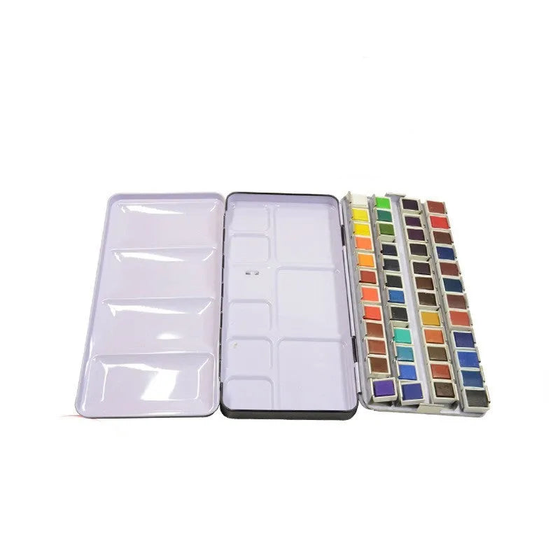 Tinplate watercolour paint box in square shape with three folding size options
