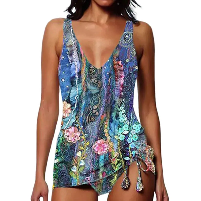 Women's printed triangle bikini swimsuit set with removable padding in Colour 5