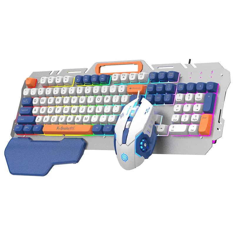 Wired gaming keyboard and mouse combo with backlight in blue or grey colour options