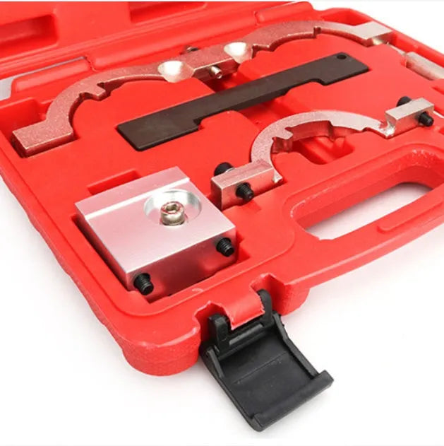 Red seven-piece Opel 1.4 LUJ engine timing tool set made from chrome-vanadium steel.
