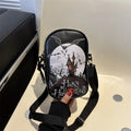 Halloween graffiti phone crossbody bag with cartoon pumpkin ghost bat print