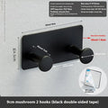 Mushroom design screwless clothes hook for shower doors in black or white, with 2, 3 or 4 hooks.