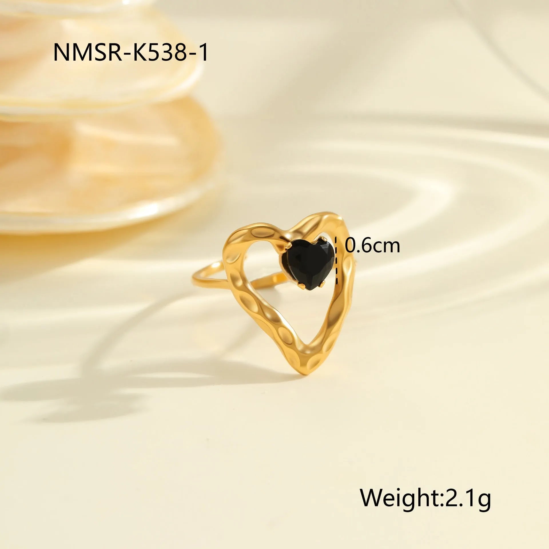 Adjustable open mouth titanium steel ring for women with inlaid zircon stones in a geometry design.