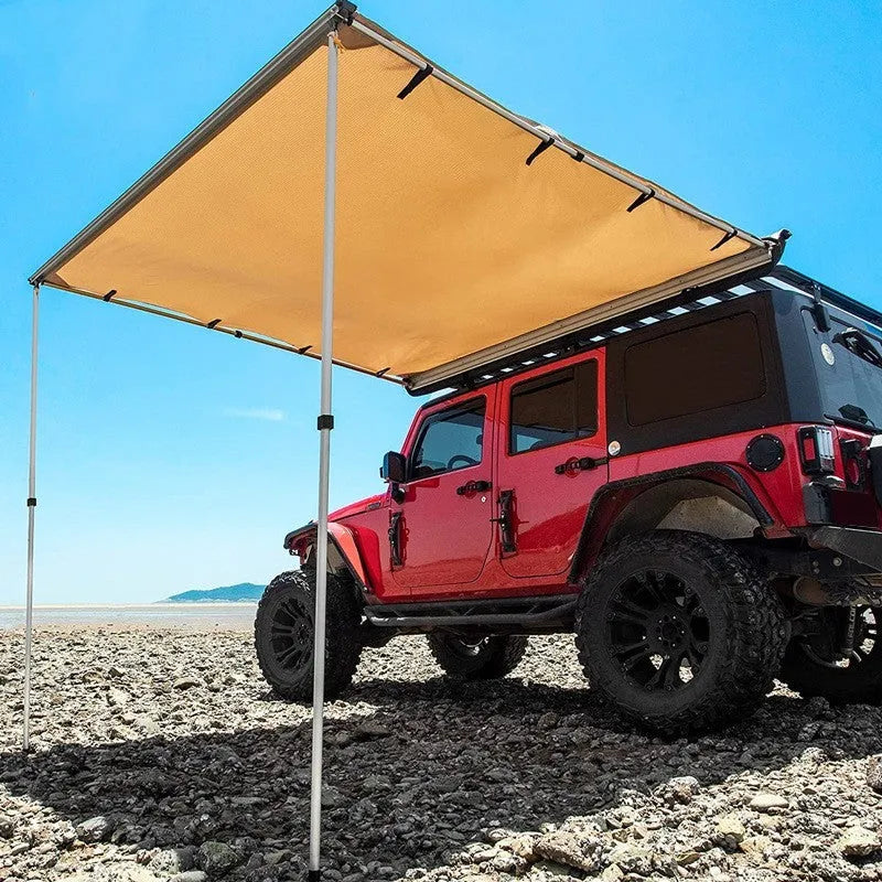 Two-bedroom camping tent with aluminum poles shown in an outdoor setting.