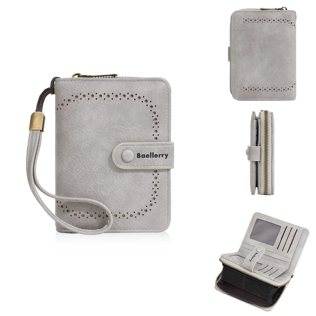 Women's PU leather zip coin purse with integrated card storage in multiple colour options