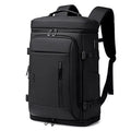 Black Oxford cloth travel bag with USB interface and curved shoulder strap for 16-inch computer