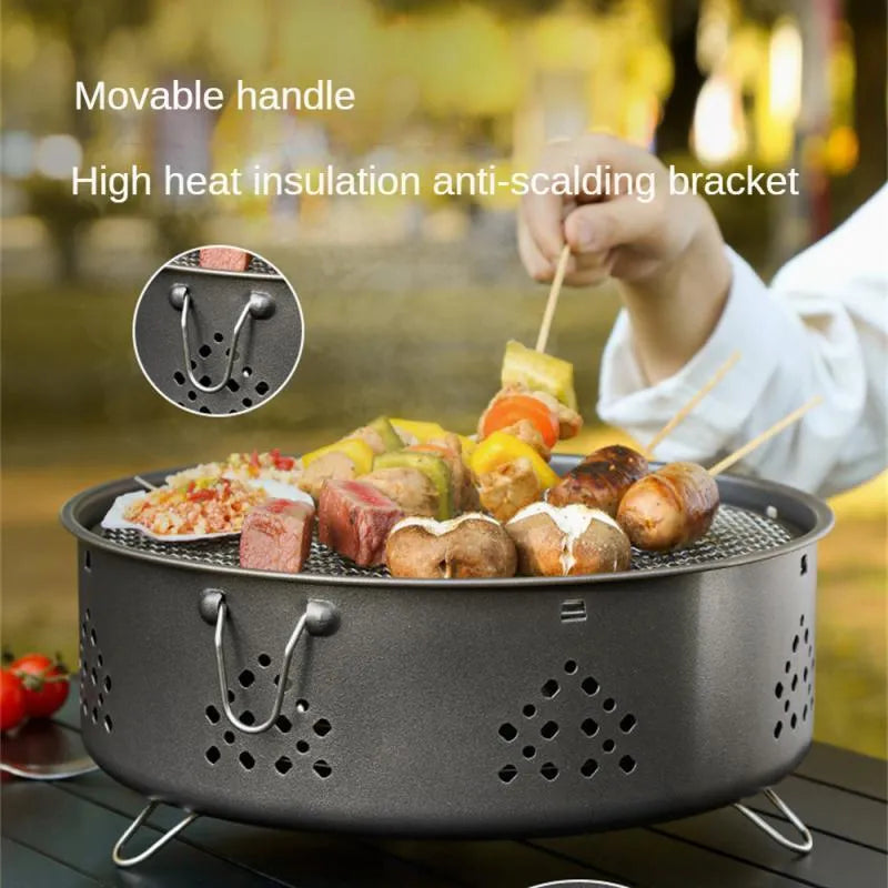 Portable stainless steel barbecue grill with detachable design for outdoor camping and picnics