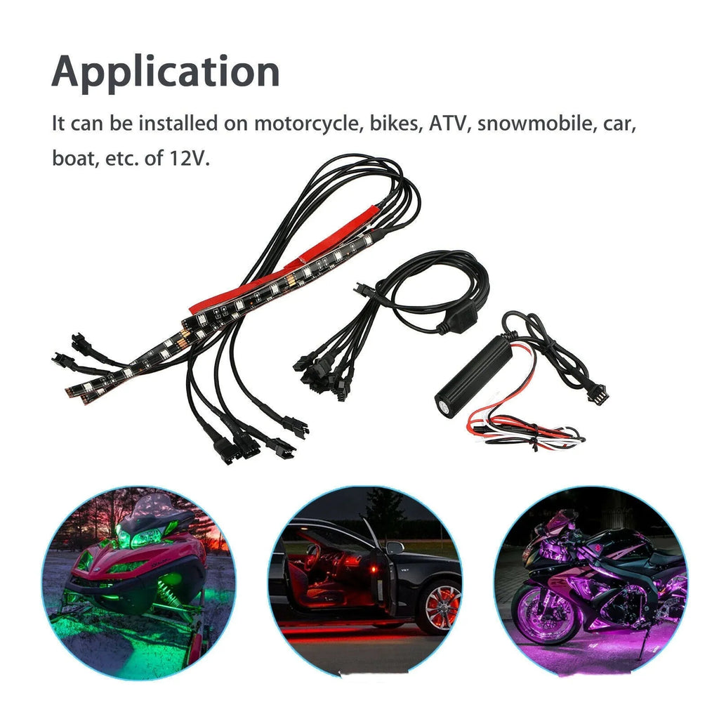 RGB LED vehicle light bar with remote control for motorcycle and car interior atmosphere lighting