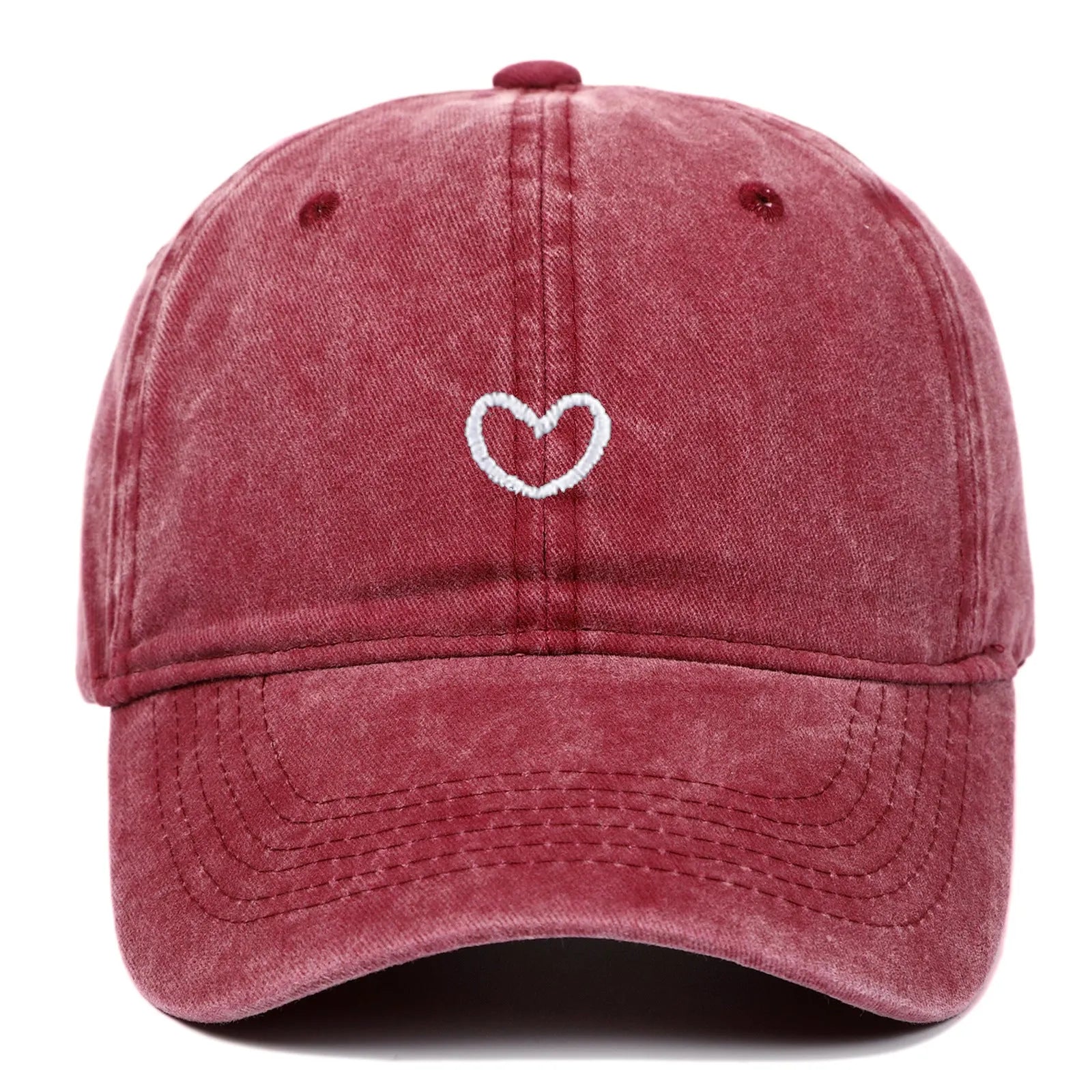 Retro embroidered cotton peaked cap in an adjustable size on a neutral background.