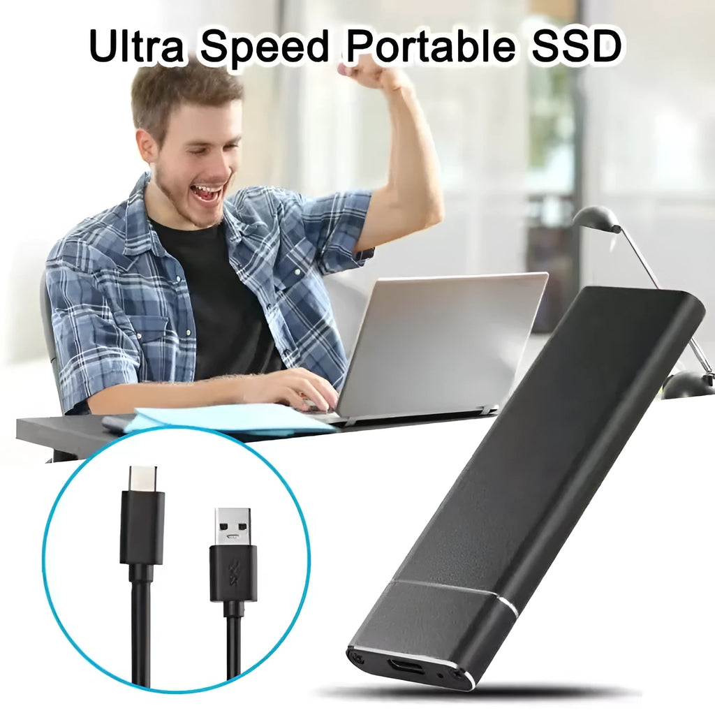 6TB ultra-thin metal external hard disk with data cable and power supply, in choice of five colours.