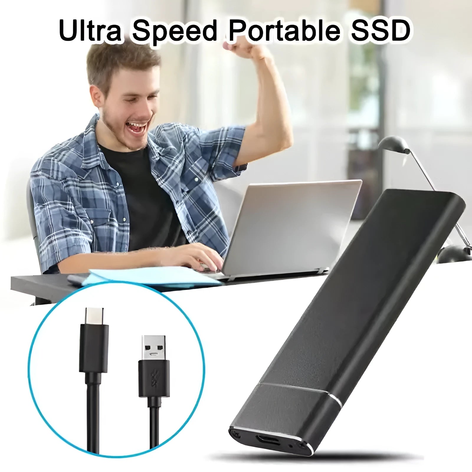 6TB ultra-thin metal external hard disk with data cable and power supply, in choice of five colours.