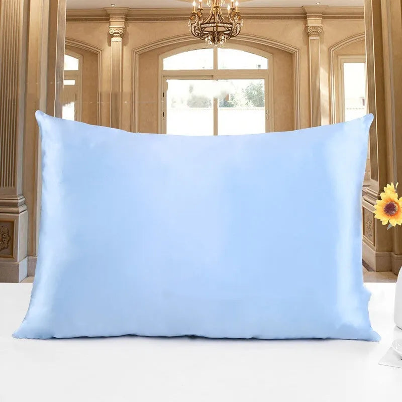 Double-sided 19 momme mulberry silk pillowcase shown in one of fourteen colours, featuring three size options.