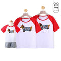 Cotton Western style dog mother-daughter matching outfit with contrast colour short sleeves in Korean design