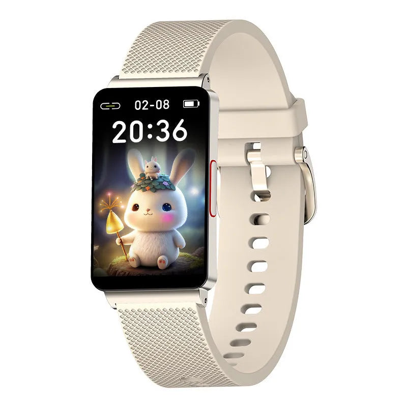 EP08 smart health bracelet showing touch interface and magnetic USB charging connector