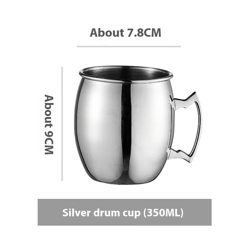 Stainless steel Moscow Mule cup with copper plating in a choice of colours and hammered or smooth finish.