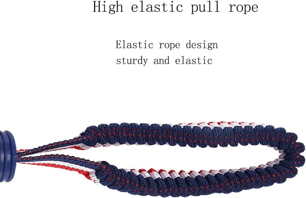 Blue dog ball with rope toy for small dogs, showing textured surface and 29cm length.