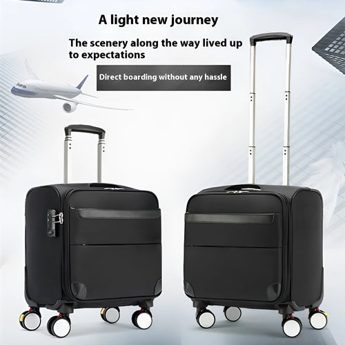 Black Oxford cloth 18-inch business travel luggage with universal wheels