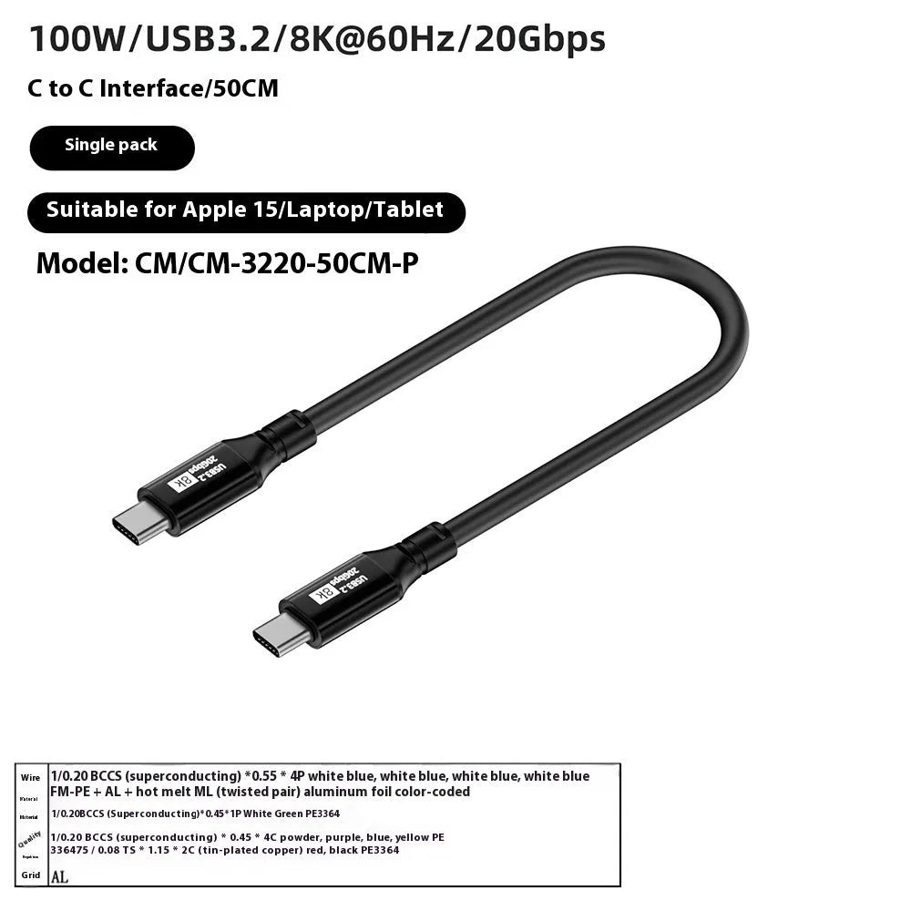Black 15 series C to C HDMI cable with Type-C connectors, 8K support