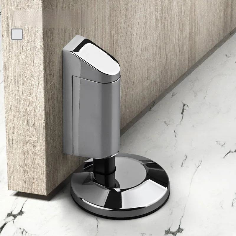 Zinc alloy invisible wedge door stopper with magnetic catch in six colour finishes.