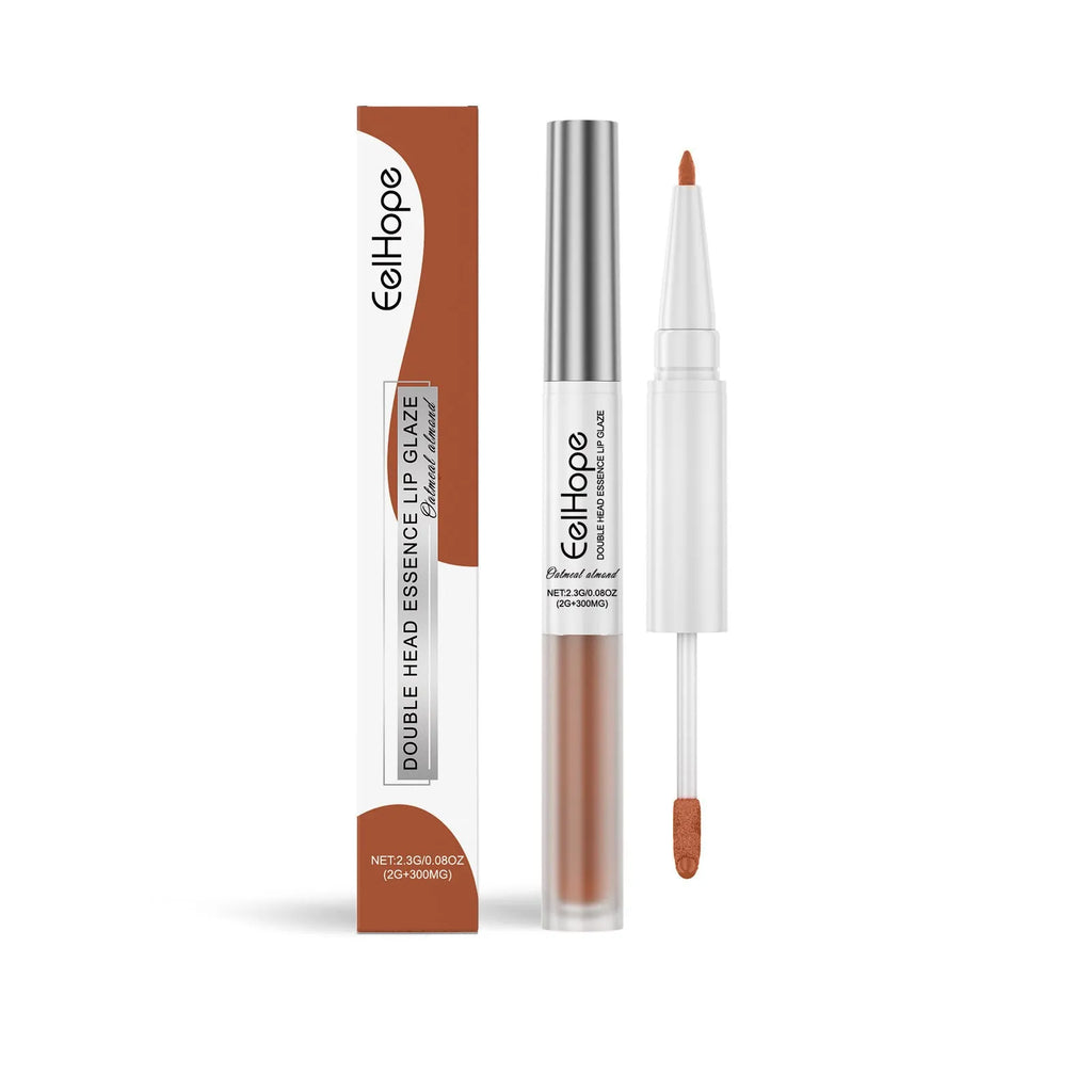 Double-headed lip liner and lip lacquer pen in three matte colour options