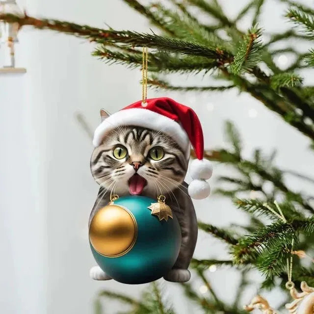 Creative kitty cartoon Christmas car hanging ornament in acrylic material