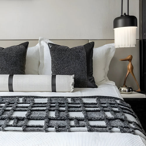Modern minimalist bed runner nap blanket set with matching pillow and pillowcase for 1.5-1.8m beds