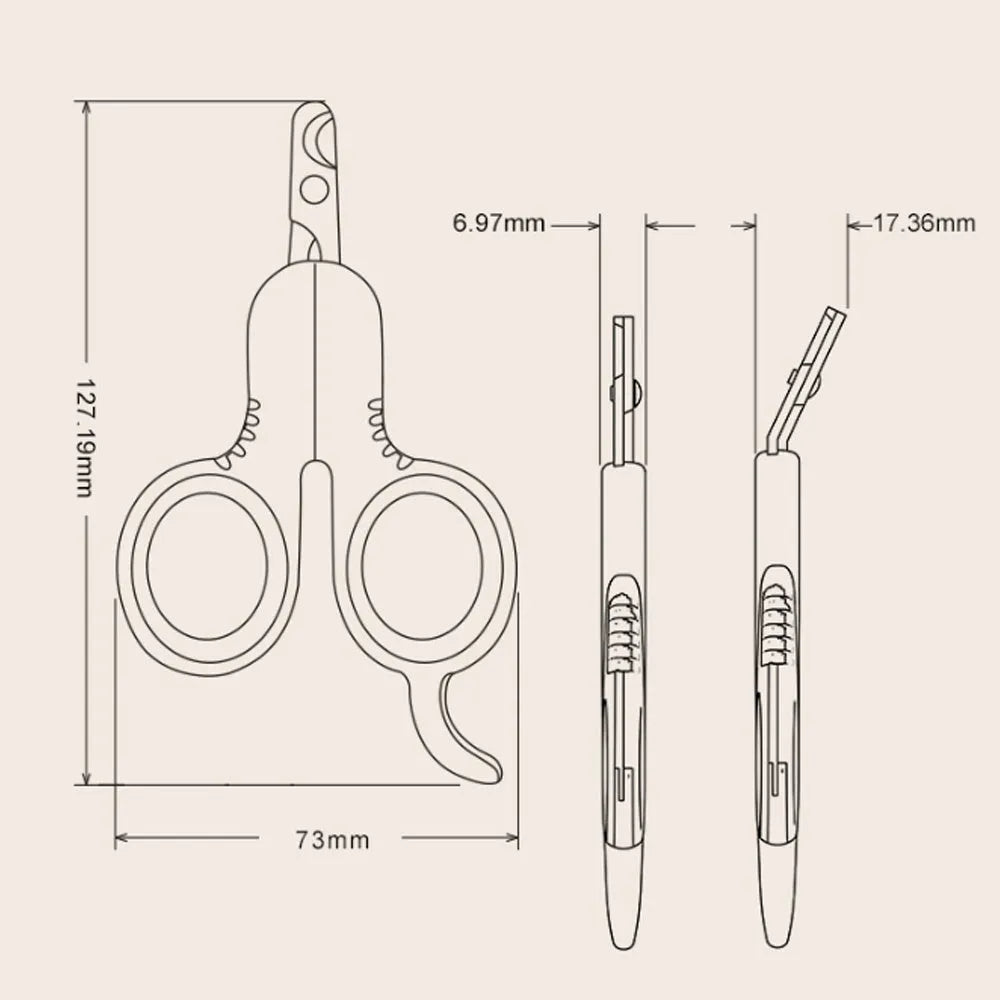 Grey and pink pet nail clippers with curved tip design for cats and small dogs
