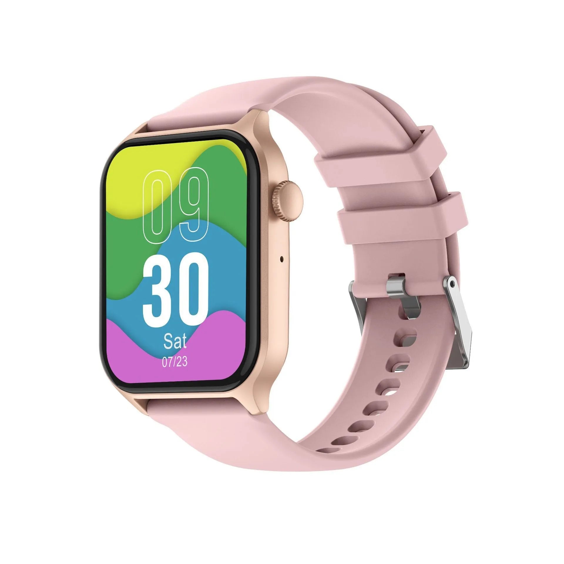 Z145 smart watch with touch screen displaying health stats, shown in a choice of black, grey, gold, silver, and violet colours.
