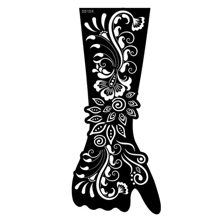 Geometric hollow template tattoo stickers showing intricate cut-out patterns for tattoo stencil applications