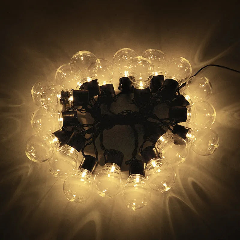 10-metre solar-powered decorative light string with 40 LED bulbs for outdoor tent and festival use
