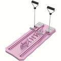 Pink and blue portable supine board with wheels for home abs exercises