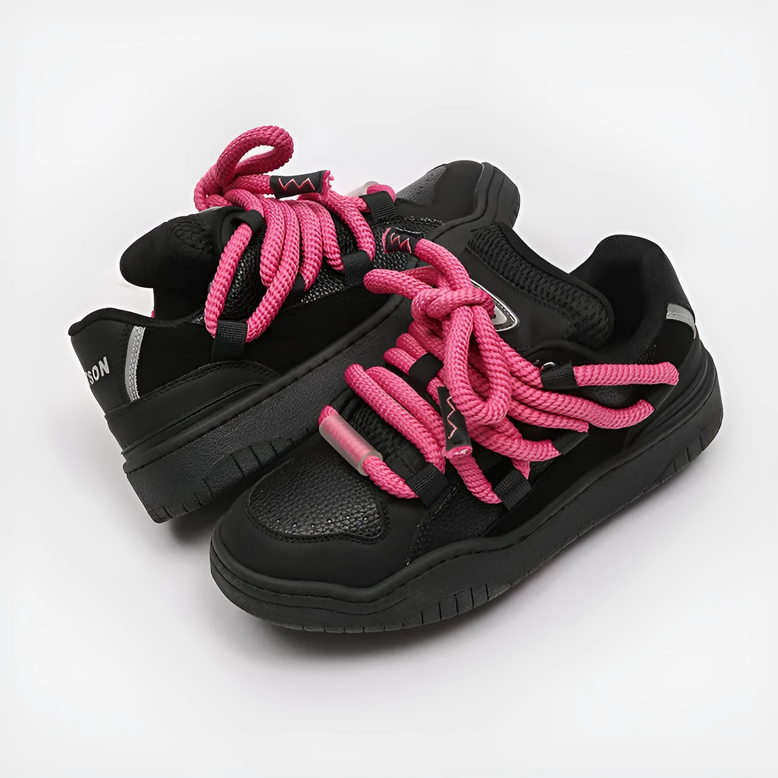 Low-top casual lace-up shoes in Denim Blue with a round toe and flat rubber sole